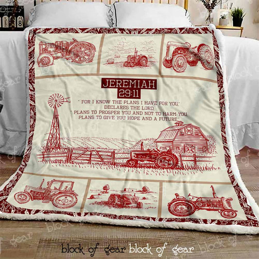 Farm Tractors CL0210077MDF Sherpa Fleece Blanket