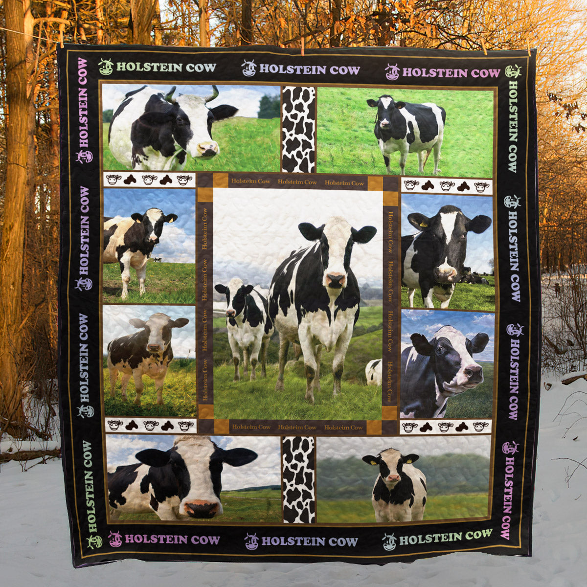 Farmer Holstein Cow CL16110137MDQ Quilt Blanket