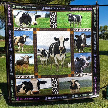 Farmer Holstein Cow CL16110137MDQ Quilt Blanket