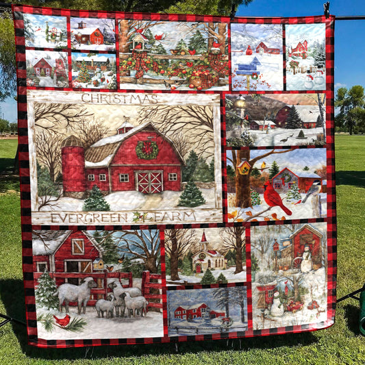 Farmhouse Christmas CL15100176MDQ Quilt Blanket