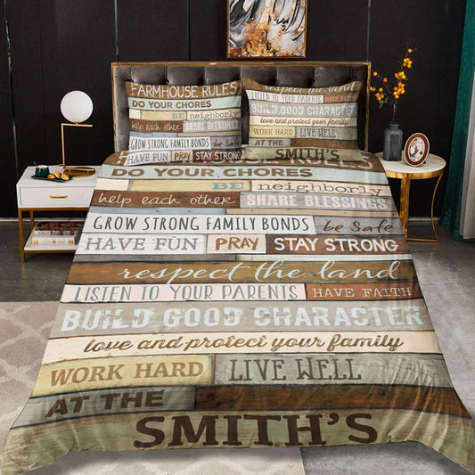 Personalized Farmhouse Rules HT050927B Bedding Sets