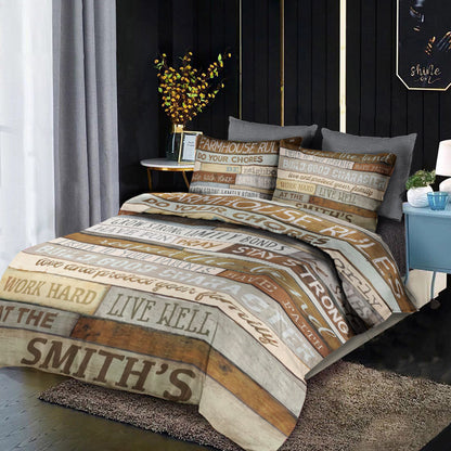 Personalized Farmhouse Rules HT050927B Duvet Cover Bedding Sets