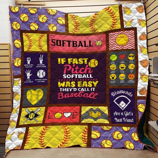 Fast Pitch Softball CLA31100191Q Quilt Blanket