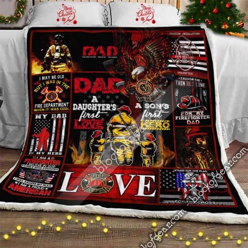 Firefighter Dad In My Heart CL15110103MDF Sherpa Fleece Blanket