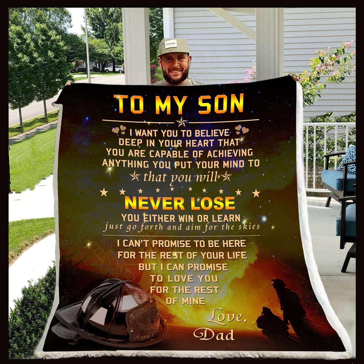 Firefighter Dad To Son CLM1111076S Sherpa Fleece Blanket