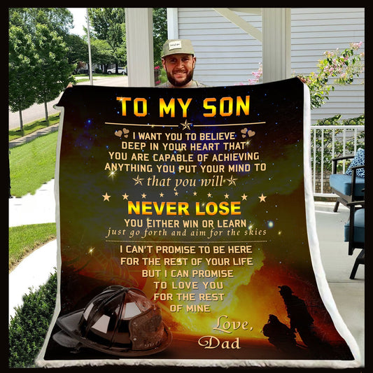 Firefighter Dad To Son CLM1111076S Sherpa Fleece Blanket