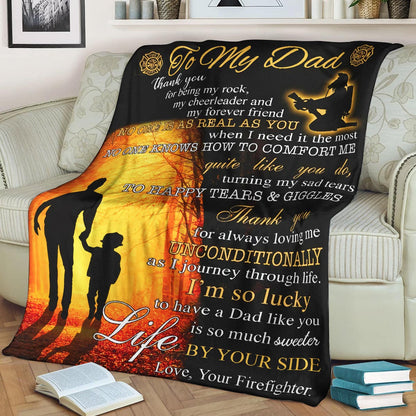 Firefighter To My Dad Im so lucky CLA1910328F Sherpa Fleece Blanket