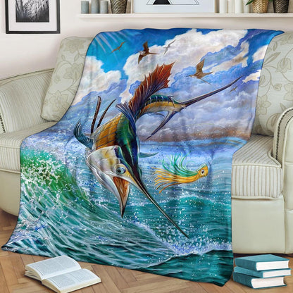 Fish NT10101034F Sherpa Fleece Blanket
