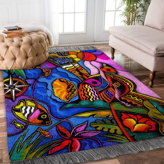 Fish Ocean Compass BT1010136O Decorative Floor-cloth