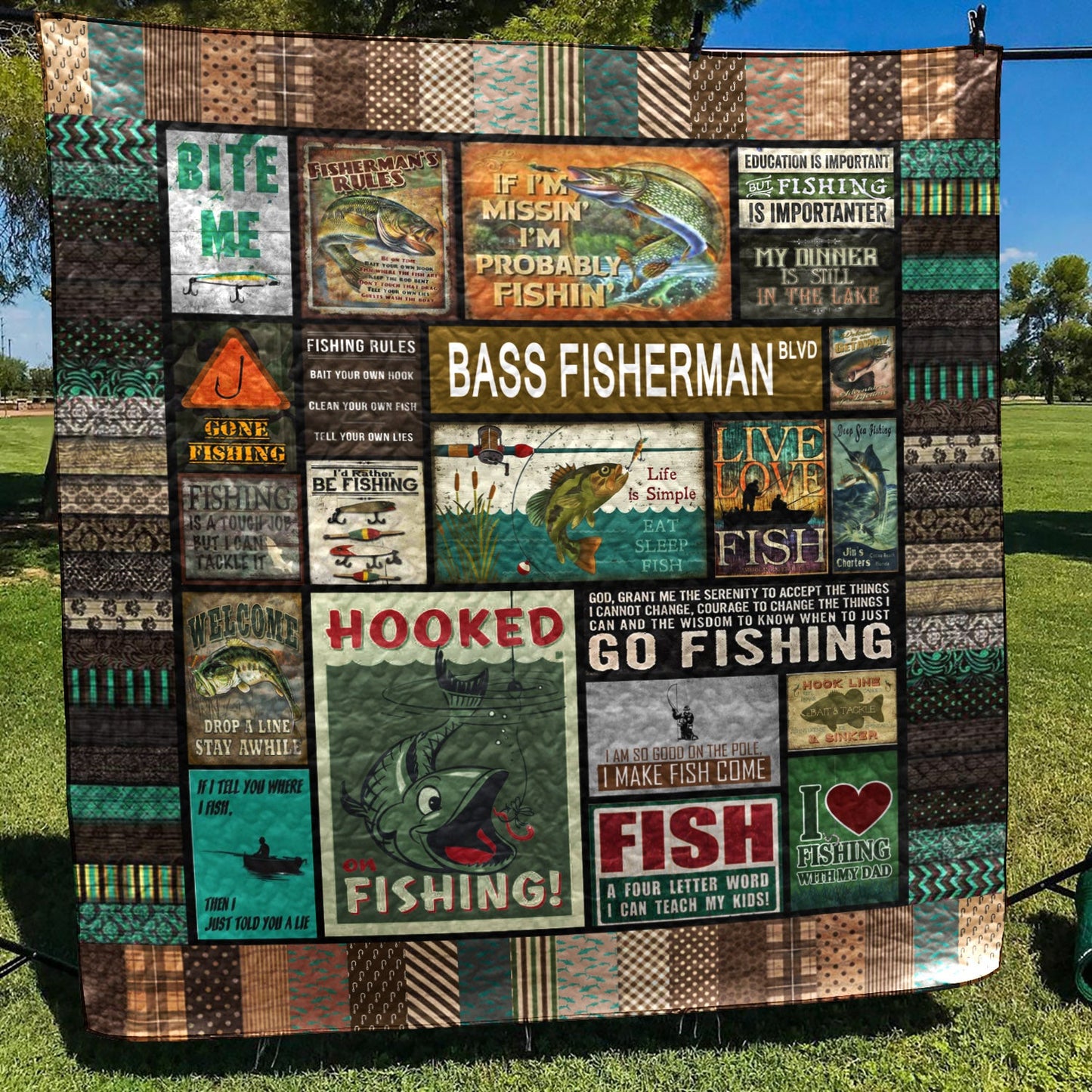 Fishing CL28100710MDQ Quilt Blanket