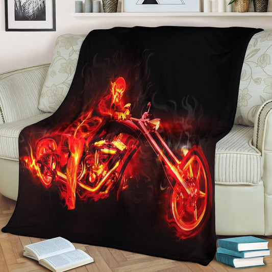 Flaming Motorcycle CLA21100351F Sherpa Fleece Blanket