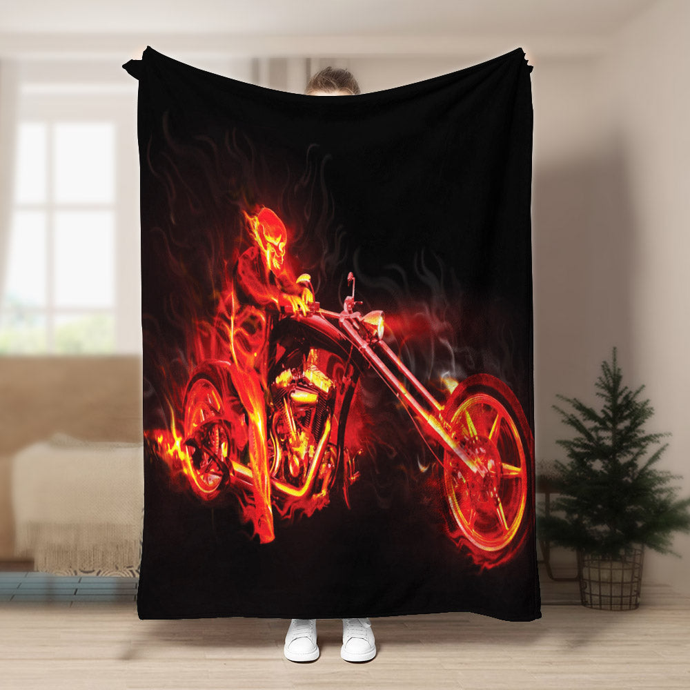 Flaming Motorcycle CLA21100351F Sherpa Fleece Blanket