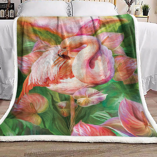 Flamingo And Flower DD071073F Sherpa Fleece Blanket