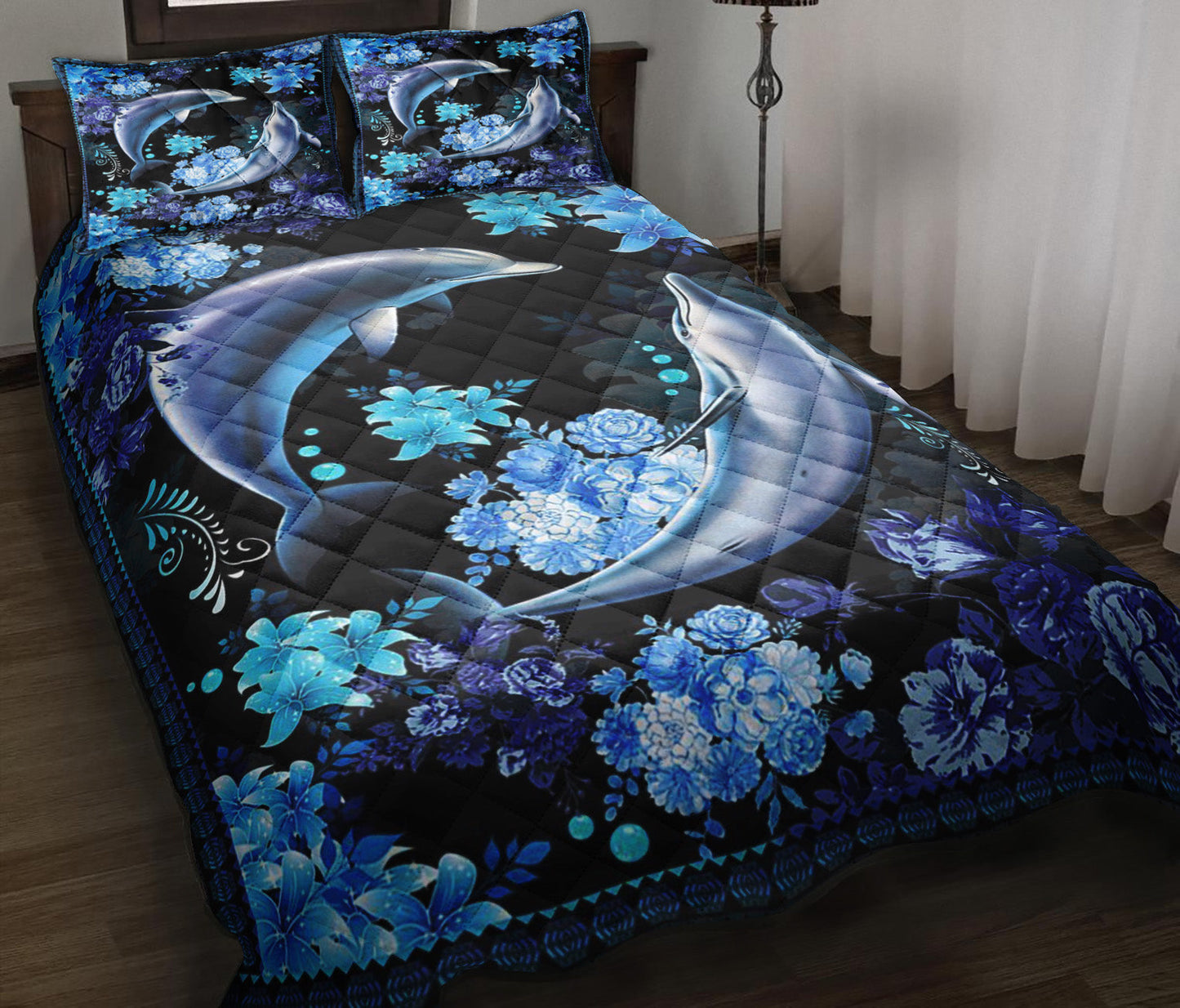 Floral Dolphin Quilt Bedding Set ND140904