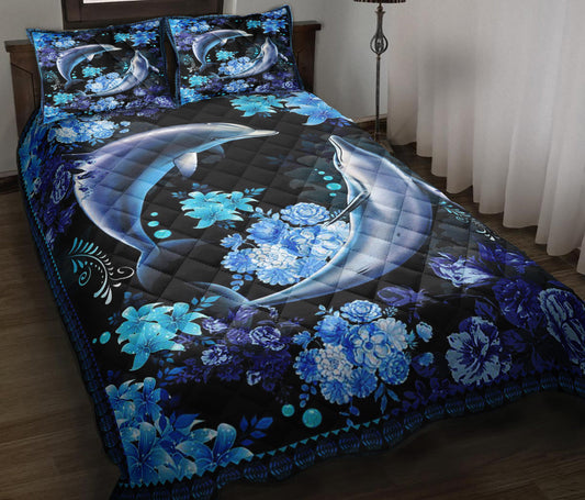 Floral Dolphin Quilt Bedding Set ND140904