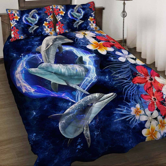 Floral Dolphin Quilt Bedding Set ND280903