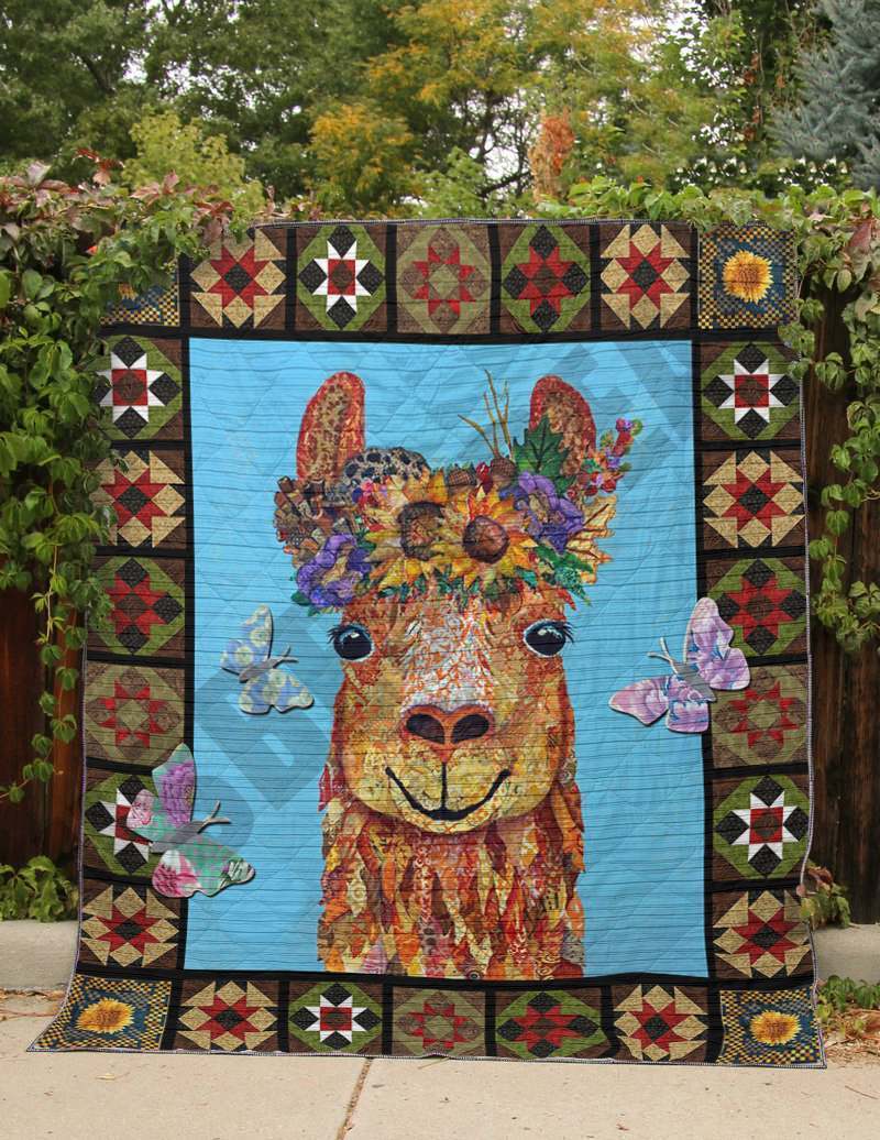 Floral Llama CLT260641 Quilt Blanket