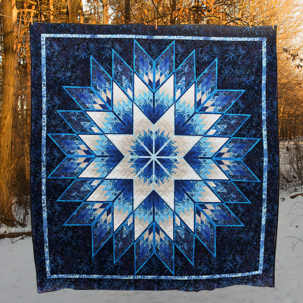 Blue Floral Star Quilt Blanket TN180501D