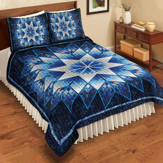 Flower Star Blue Quilt Bedding Set TN230515D