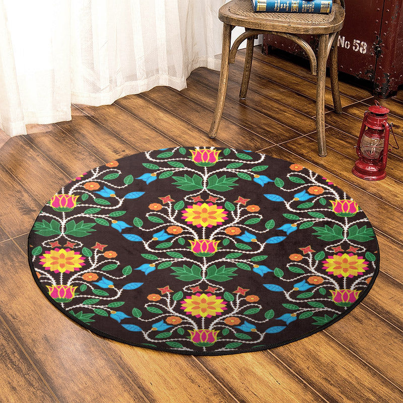 Floral Beadwork TN220813TM Round Area Rug