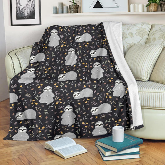 Floral Sloth CL12100477MDF Sherpa Fleece Blanket
