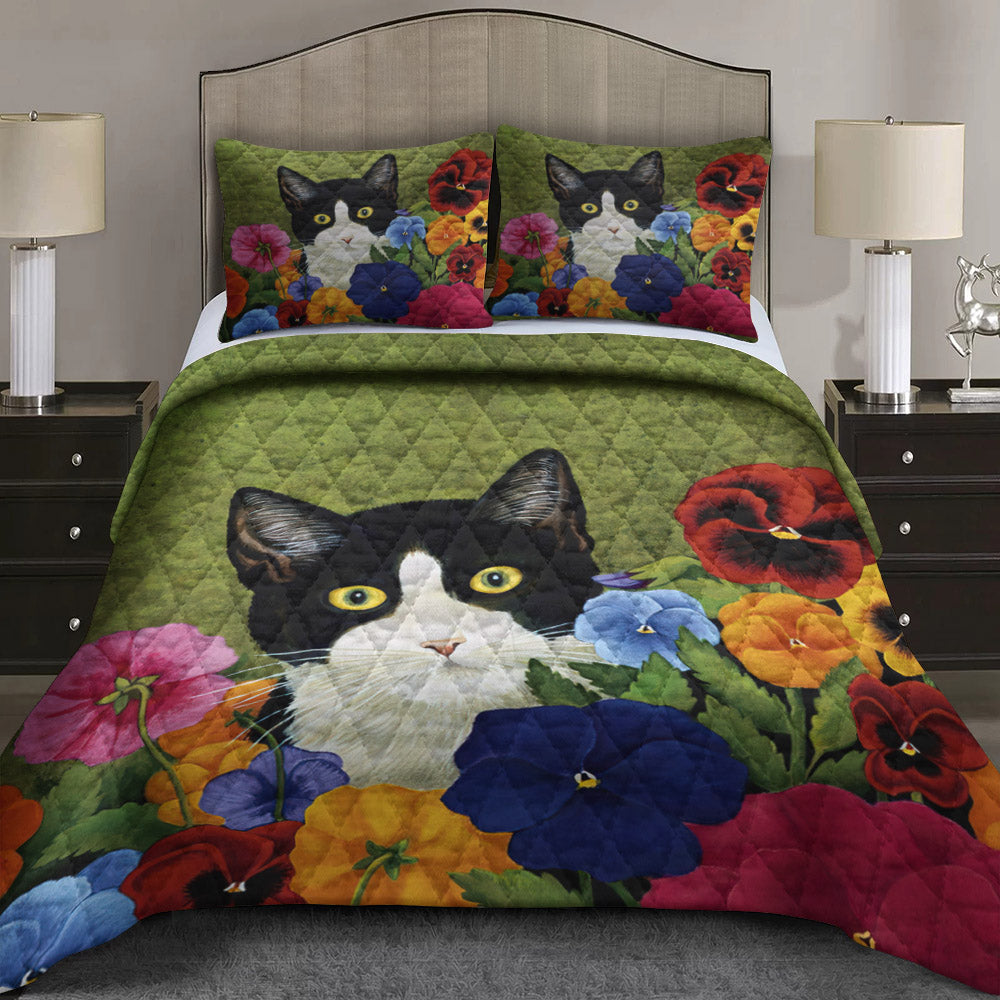 Flower Cat Quilt Bedding Set ND140910