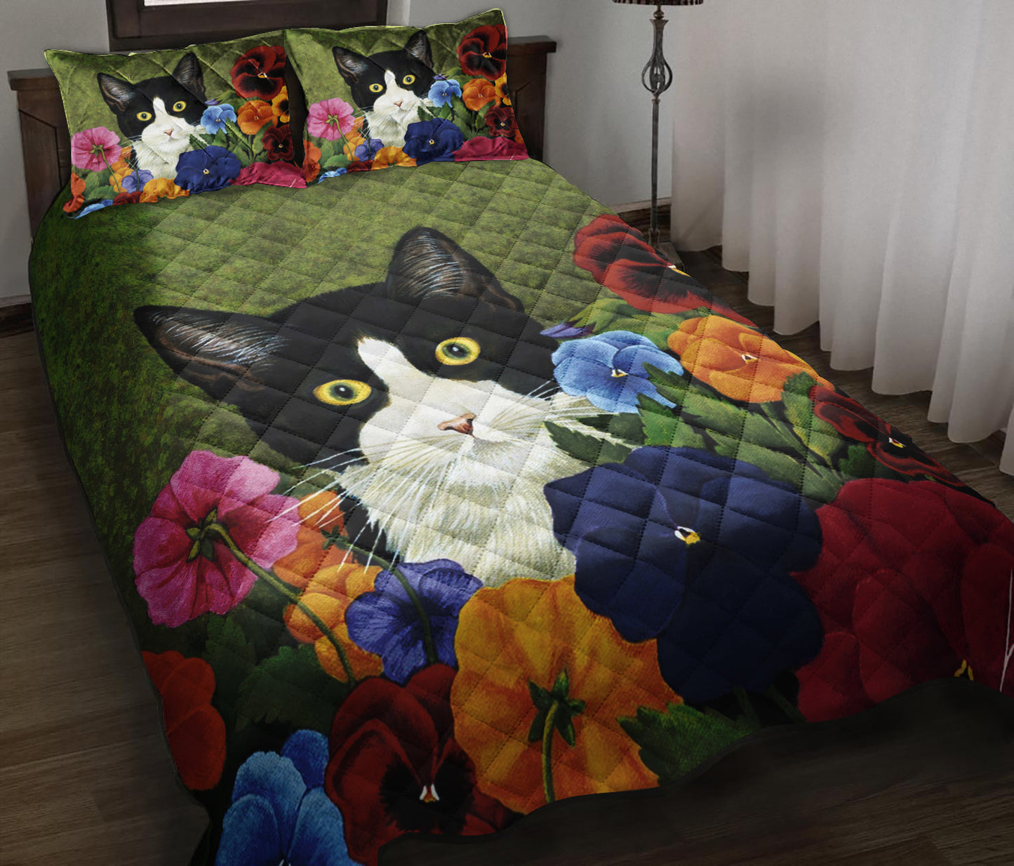 Flower Cat Quilt Bedding Set ND140910