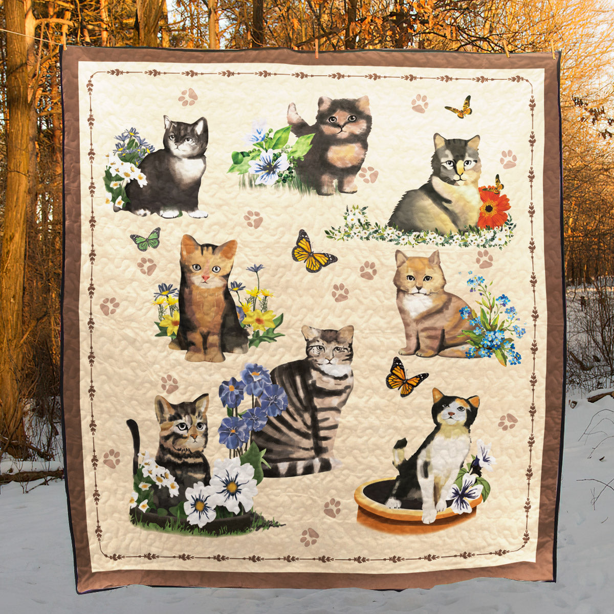 Flower Cats CLT0411104H Quilt Blanket