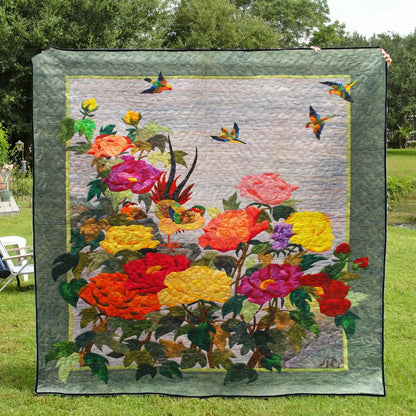 Flower Garden And Bird CLA0910293Q Quilt Blanket