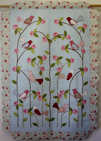 Flower Garden With Bird CLA1210175Q Quilt Blanket