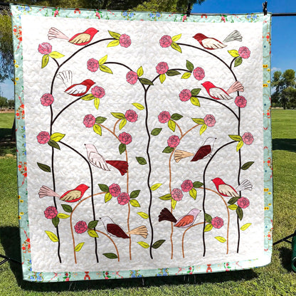 Flower Garden With Bird CLA1210175Q Quilt Blanket