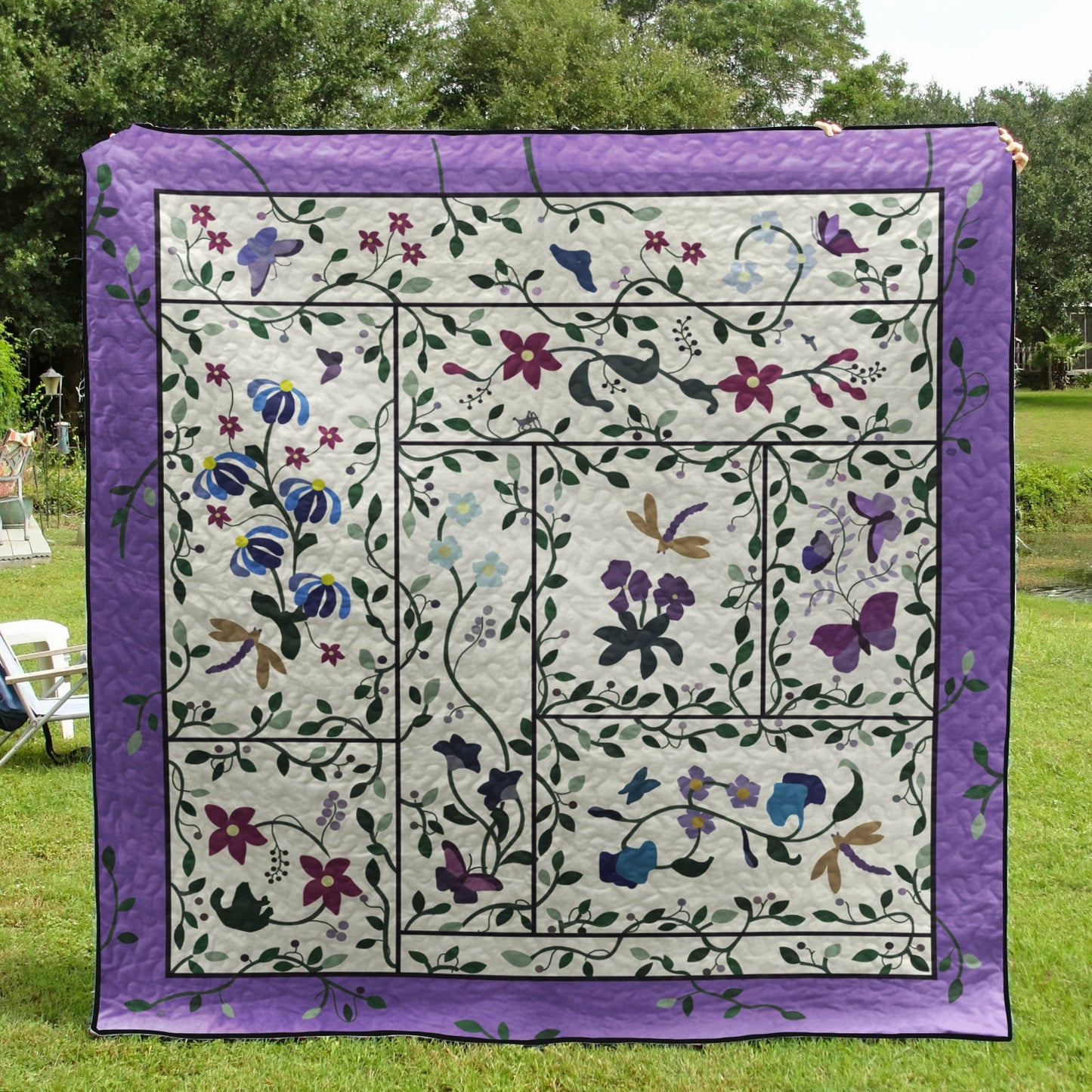 Flower Garden With Dragonfly And Butterfly CLA3011401Q Quilt Blanket