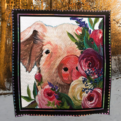 Flower Pig CL22100199MDQ Quilt Blanket