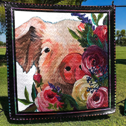 Flower Pig CL22100199MDQ Quilt Blanket