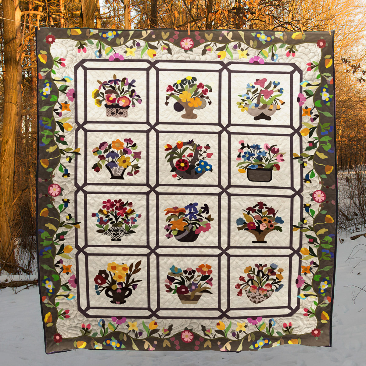 Flower Pots CLA0710412Q Quilt Blanket