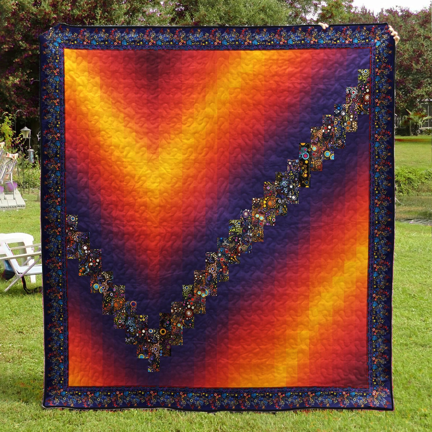 Flower Sunset Bargello Quilt Blanket TL240504Y