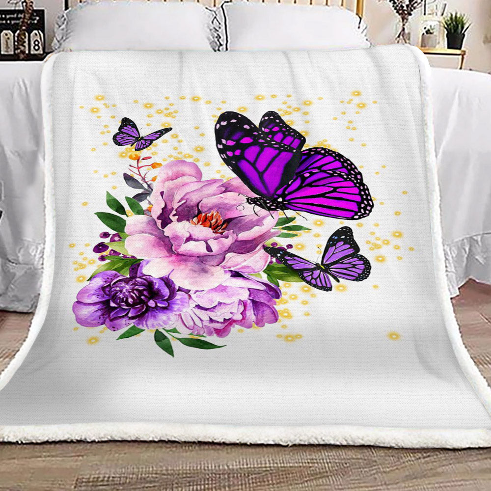 Flower Butterfly CL18110163MDF Sherpa Fleece Blanket