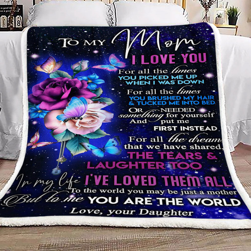 Flower Butterfly To My Mom Love Your Daughter CL16110400MDF Sherpa Fleece Blanket