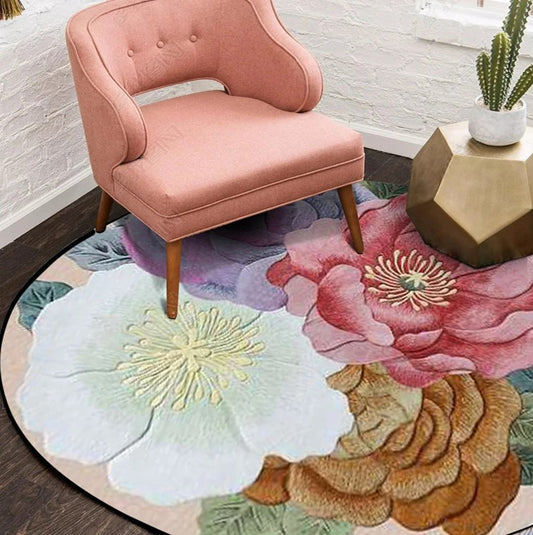 Flower CL300930MDC Round Area Rug