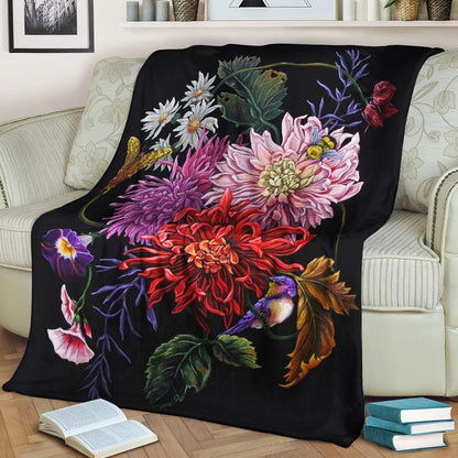 Flower HN050978F Sherpa Fleece Blanket
