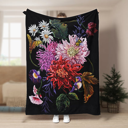 Flower HN050978F Sherpa Fleece Blanket