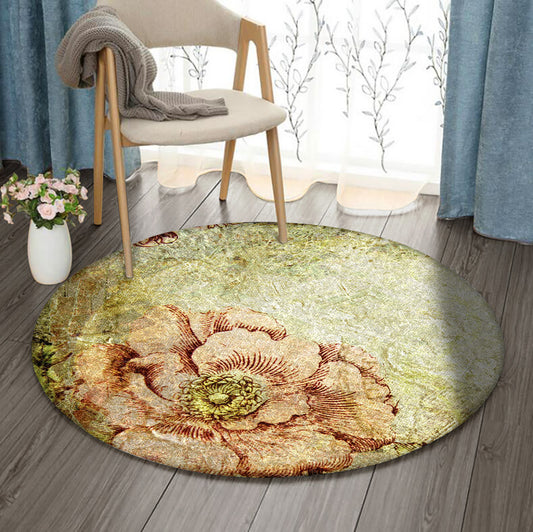 Flower Vintage DN0510063RR Round Area Rug