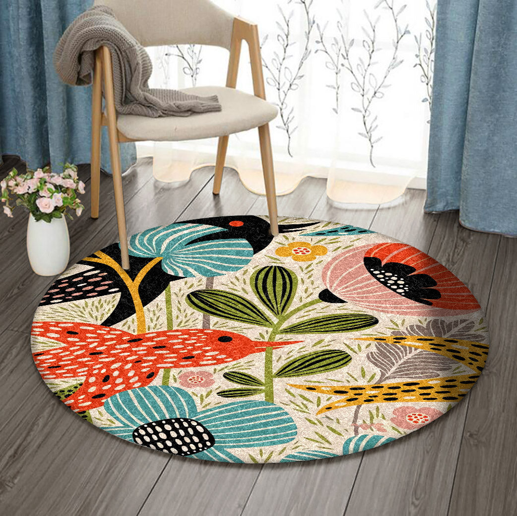 Flowers And Bird Art VD1610121RR Round Area Rug