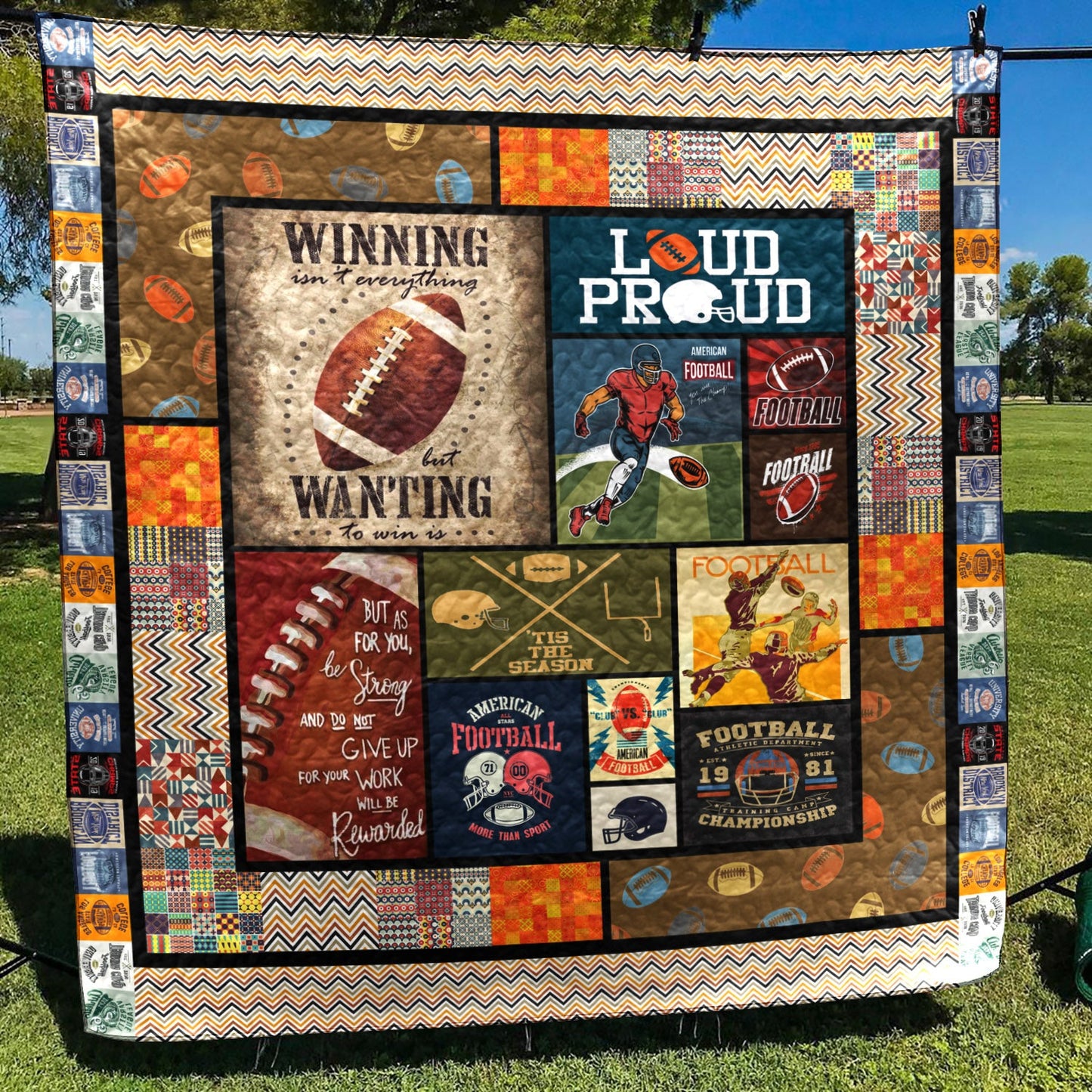 Football CLA1610464Q Quilt Blanket