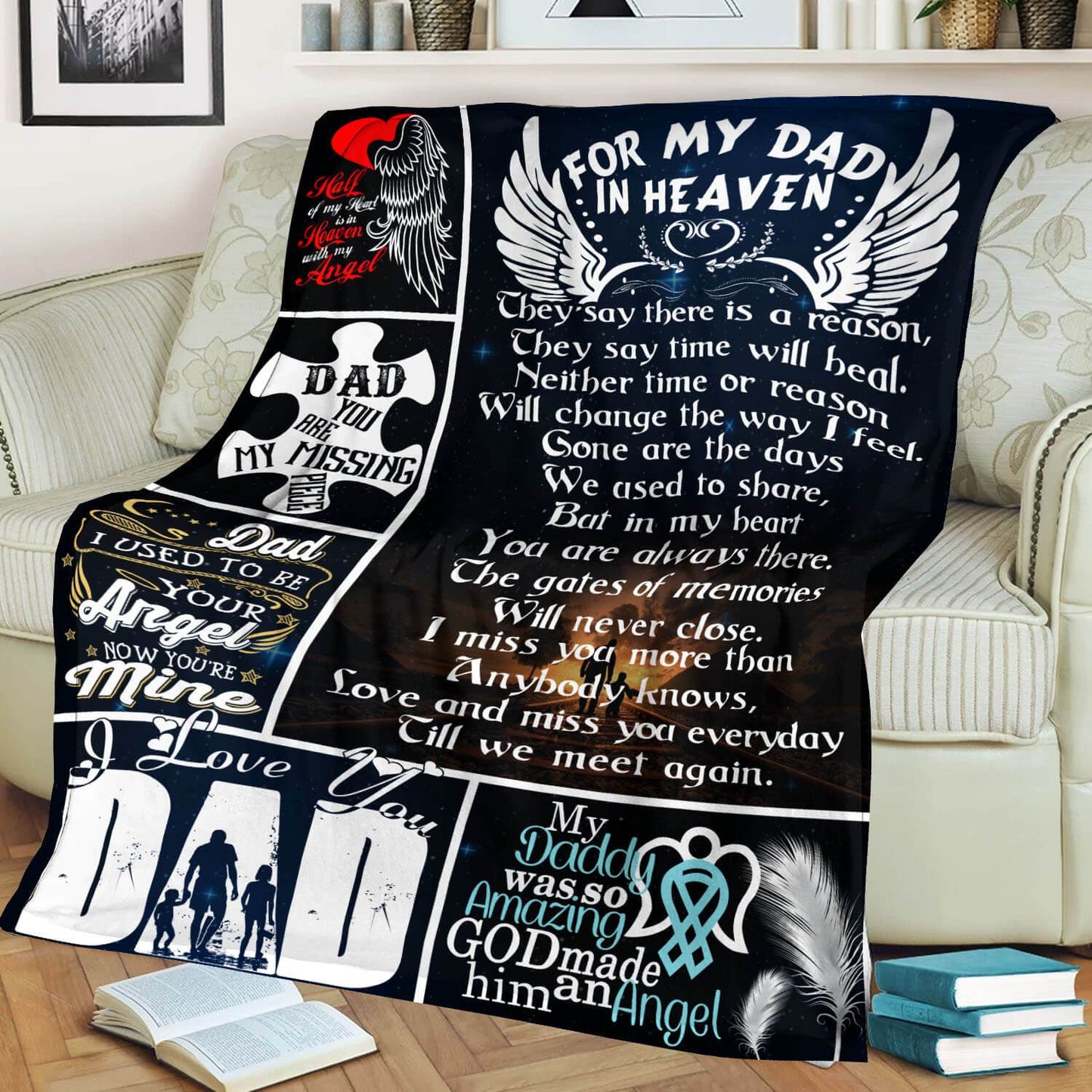 For My Dad In Heaven Till We Meet Again Shirt CL02111191MDF Sherpa Fleece Blanket