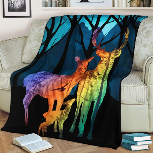 Forest Elk CLA21100439F Sherpa Fleece Blanket