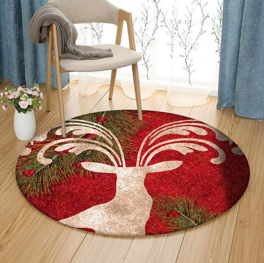 Forest Holiday Christmas Deer HM0410039TM Round Area Rug