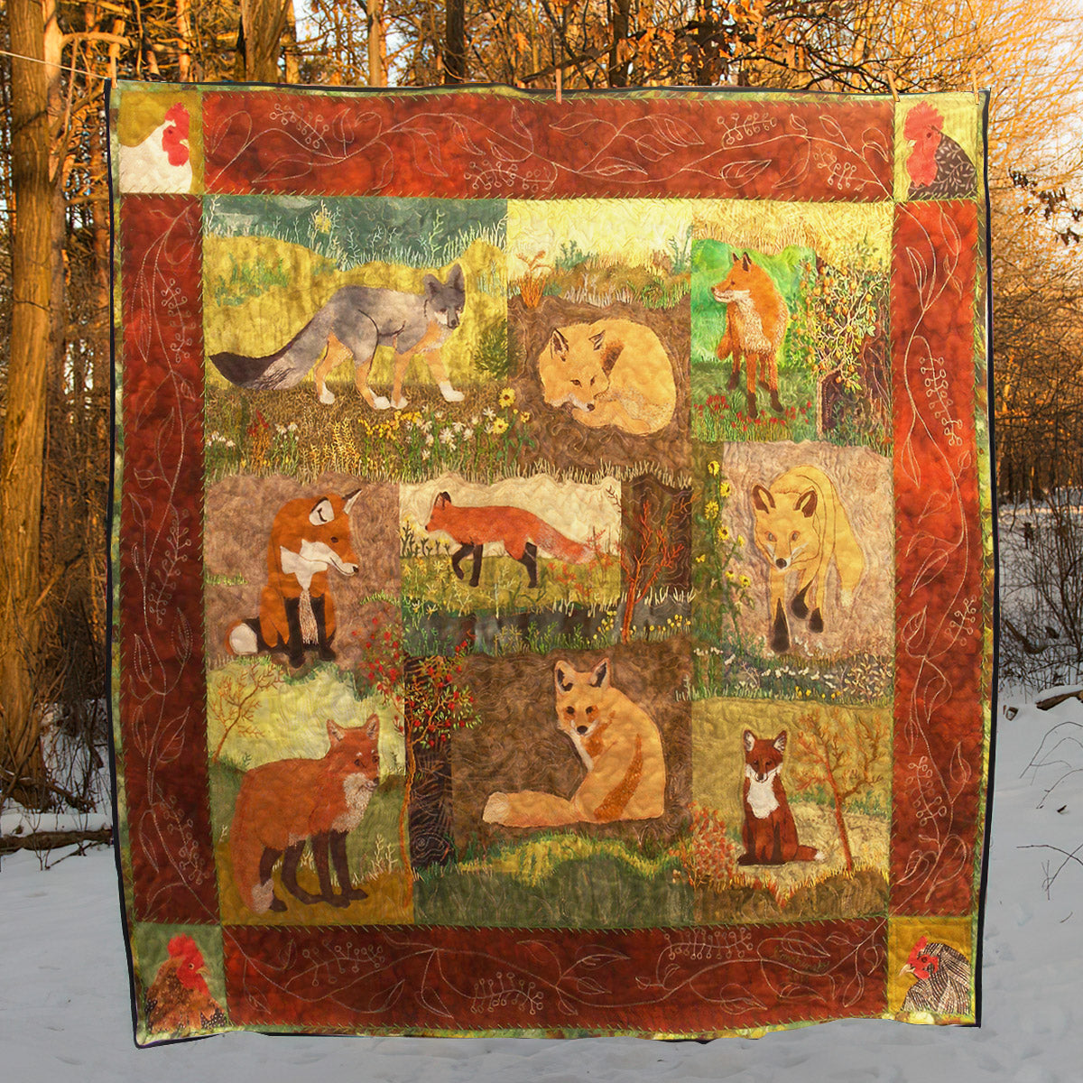 Foxes CLM270617 Quilt Blanket