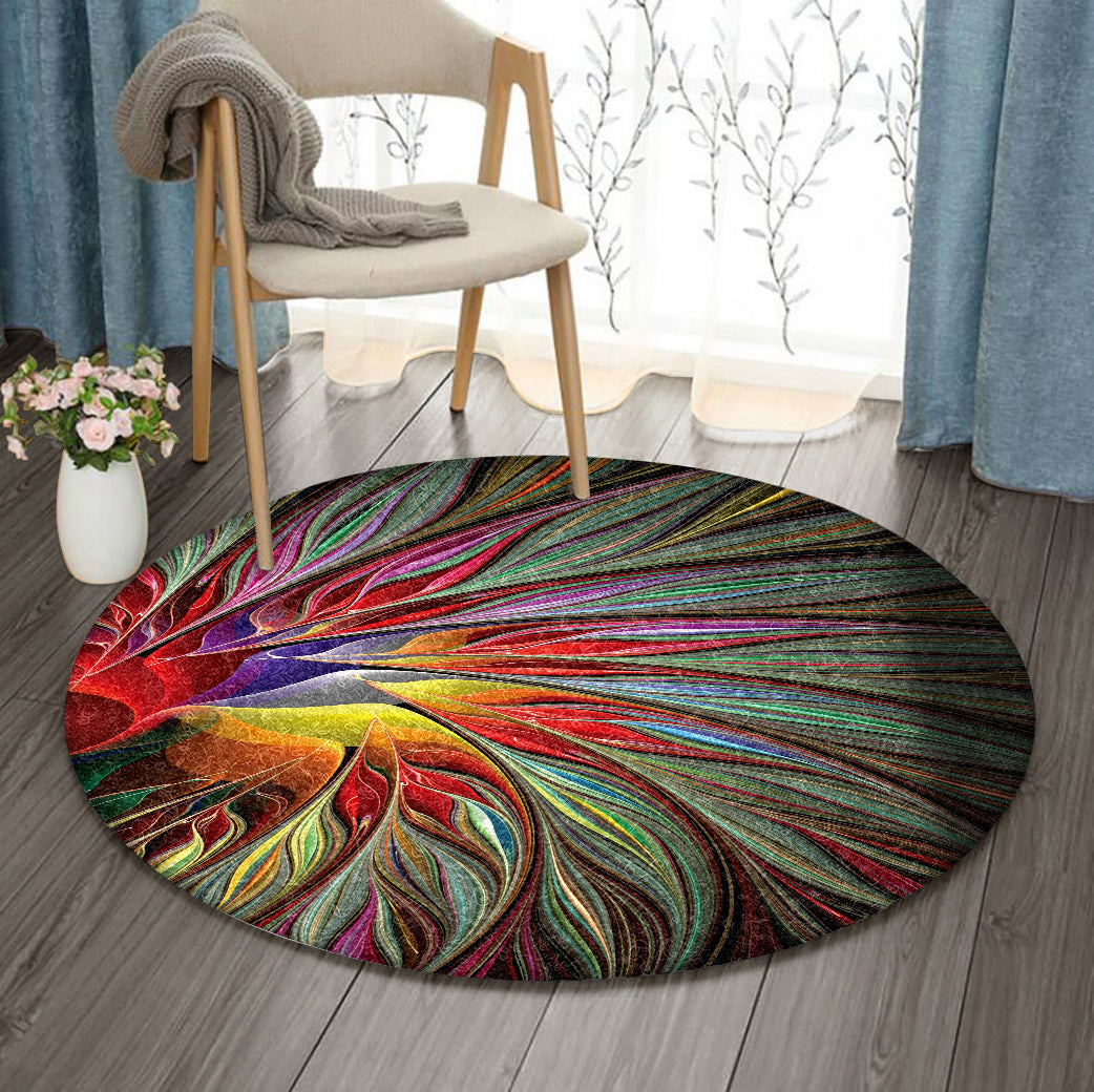 Fractal Bird Of Paradise VD1610132RR Round Area Rug