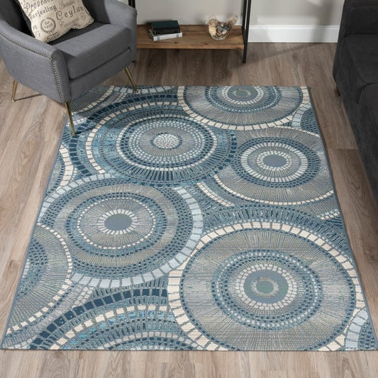Freeport Geometric Circular Blue Gray CLA1410390R Rug